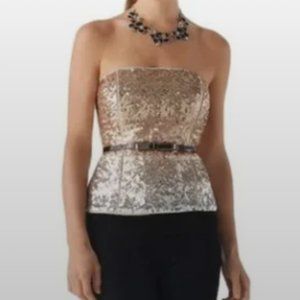 White House Black Market Sequin Metallic Ombre Bustier Size 4